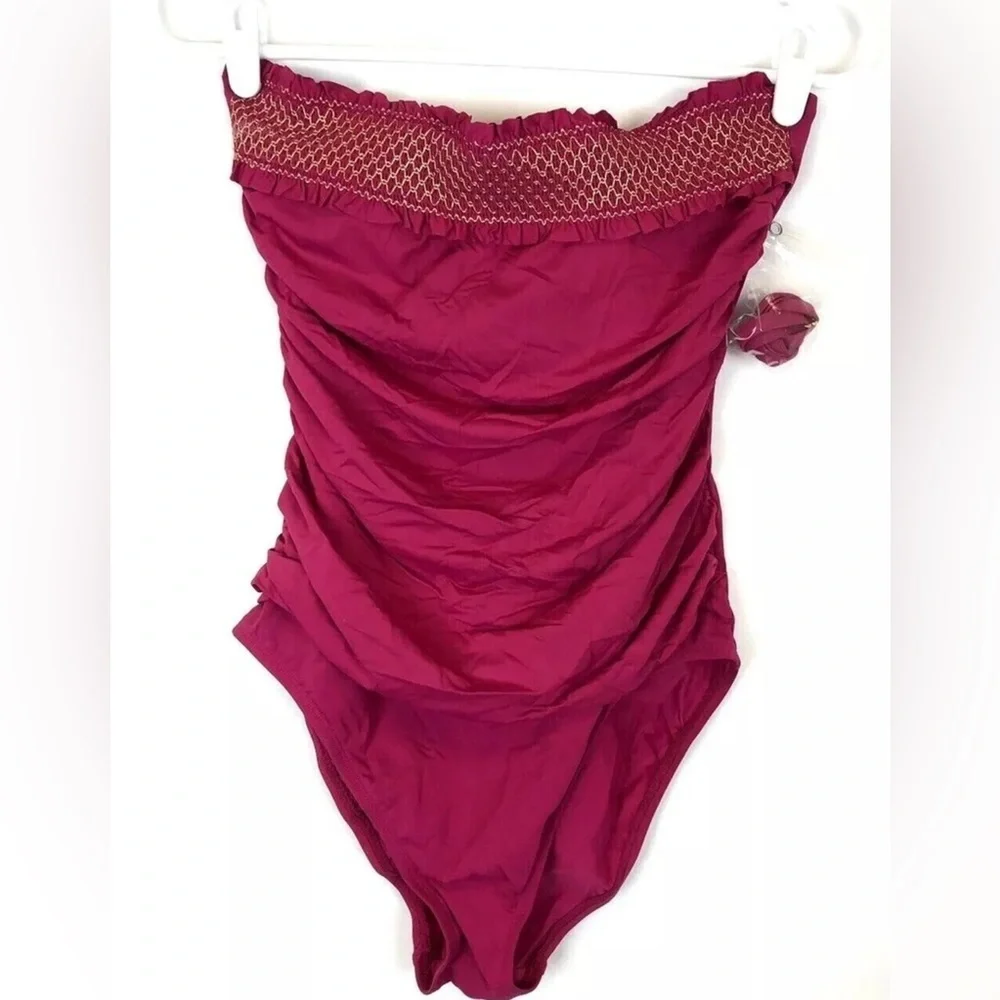 Bleu Rod Beattie Women’s Bandeau One Piece Pink Swimsuit Size 8